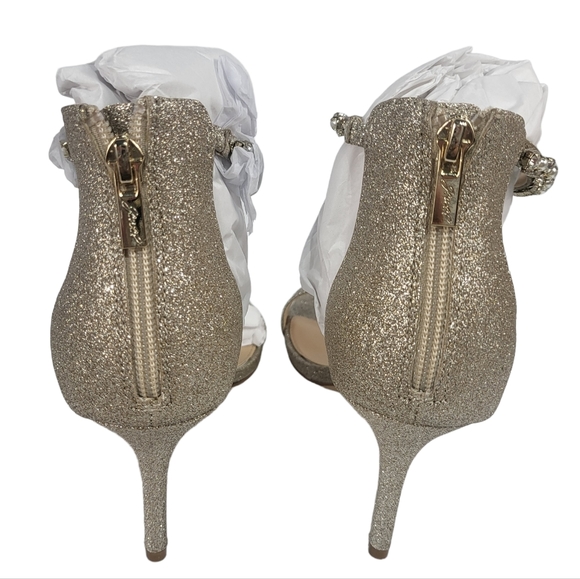 Jewel Badgley Mischka Landen Dres Sandals Gold Tone Glitter 9.5 - Picture 6 of 7